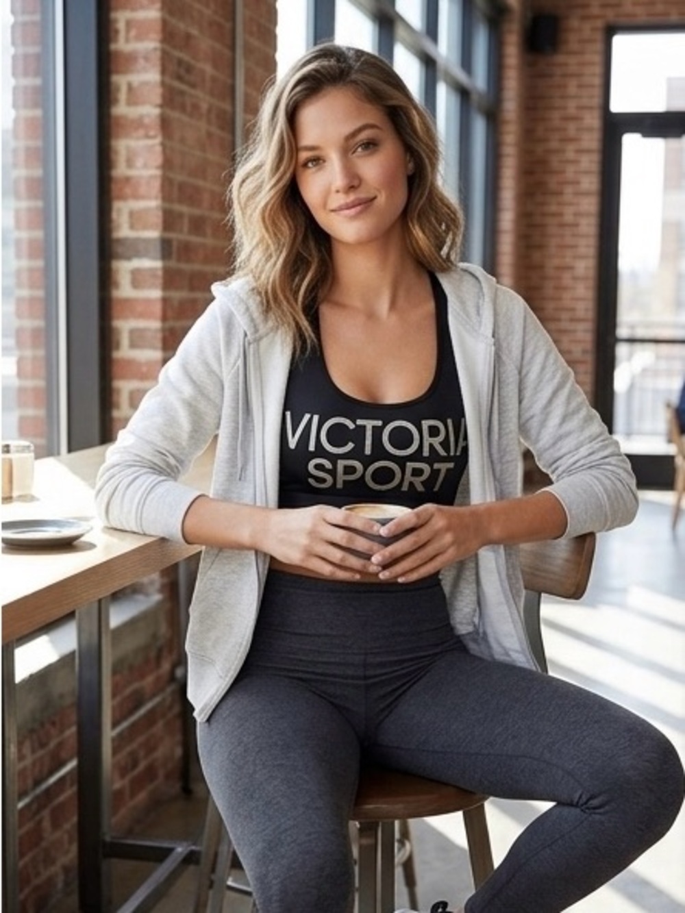 Victoria Sport Racerback Mesh Sports Bra Black Gold Logo Medium